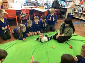 Baby Teacher Arlo visits P5